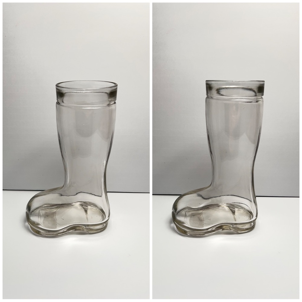 Target Vintage Clear Glass Boot Vase / Boot Shaped Drinking Glass. 9” Tall. BNWT